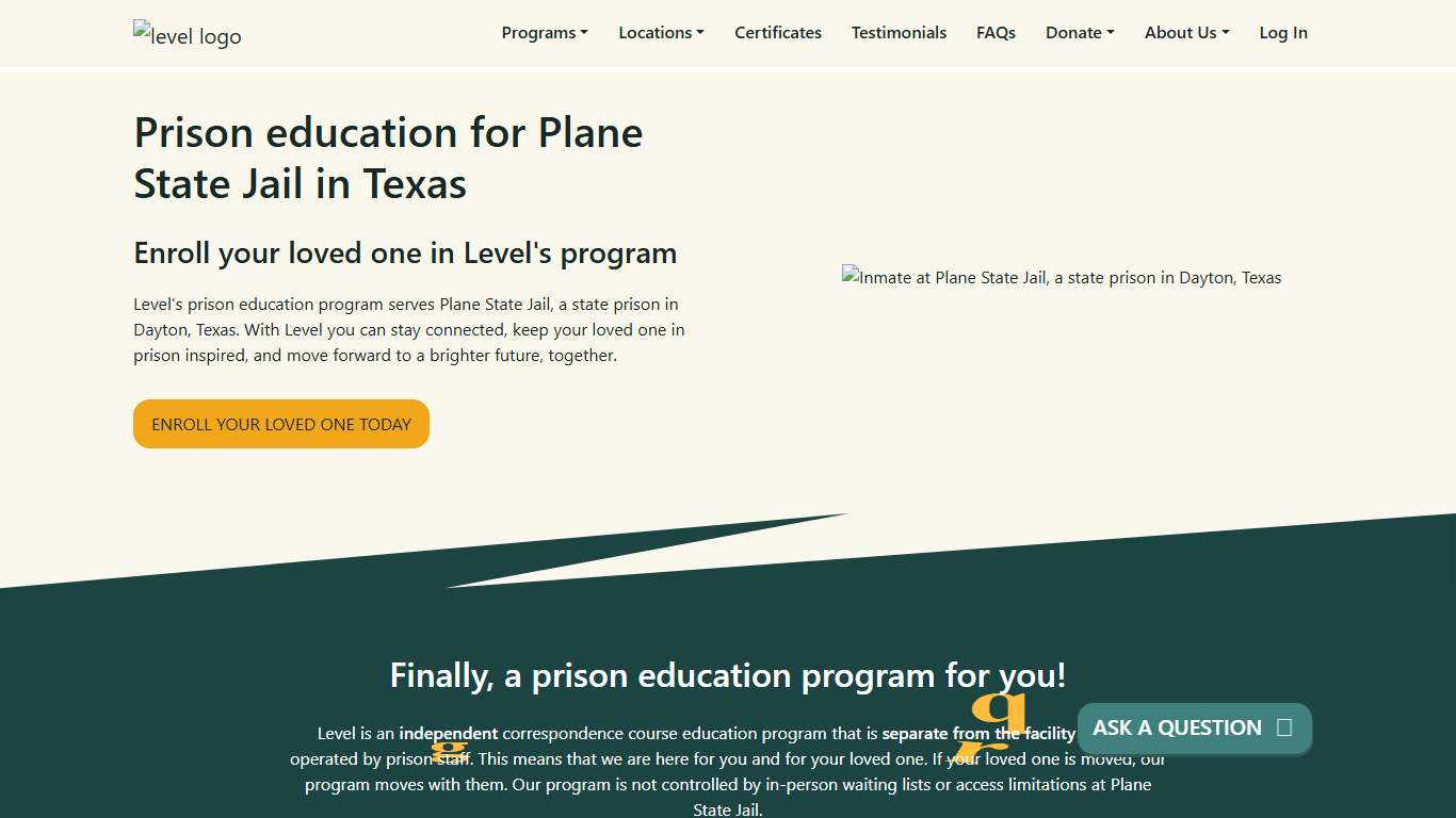 Prison Education For Plane State Jail - Level